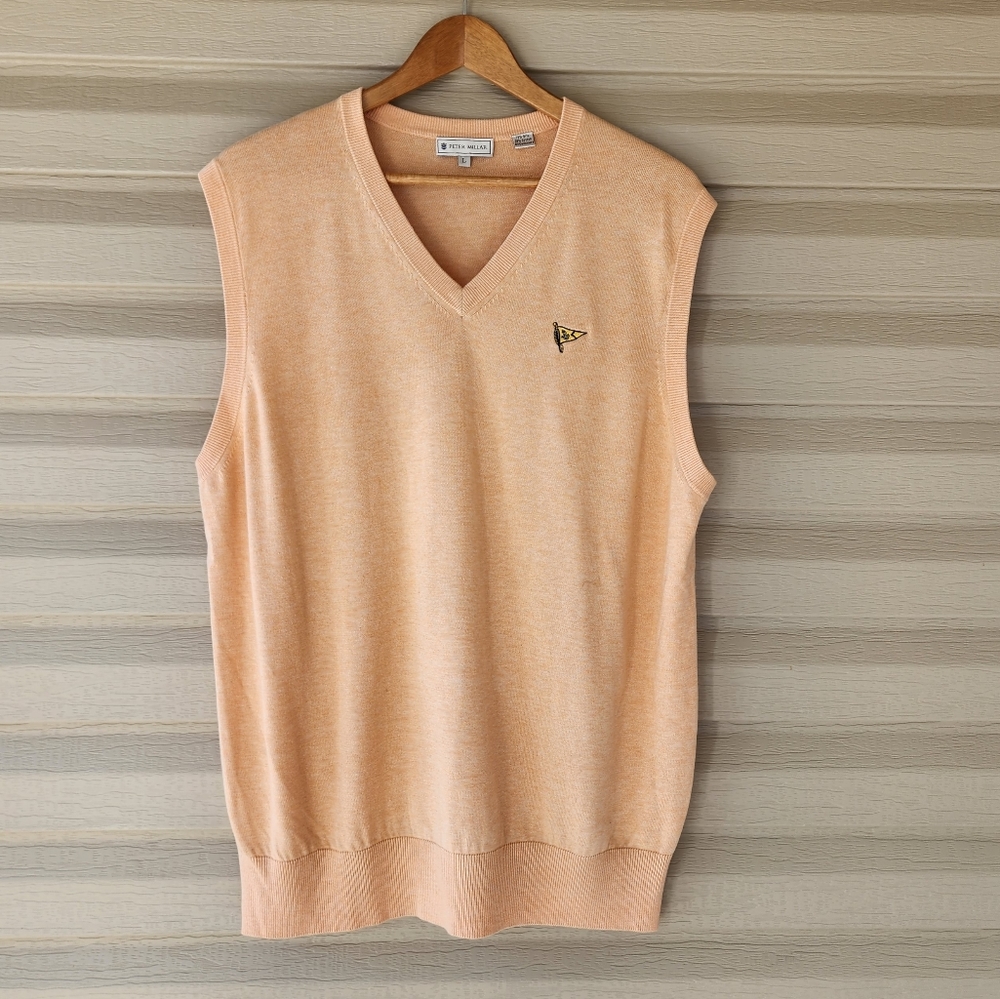 Peter Millar men's silk blend peach color sweater vest size L